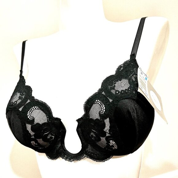 Vintage 80's Christian Dior Satin & Lace Bra In Black 36B NWT - Picture 4 of 9